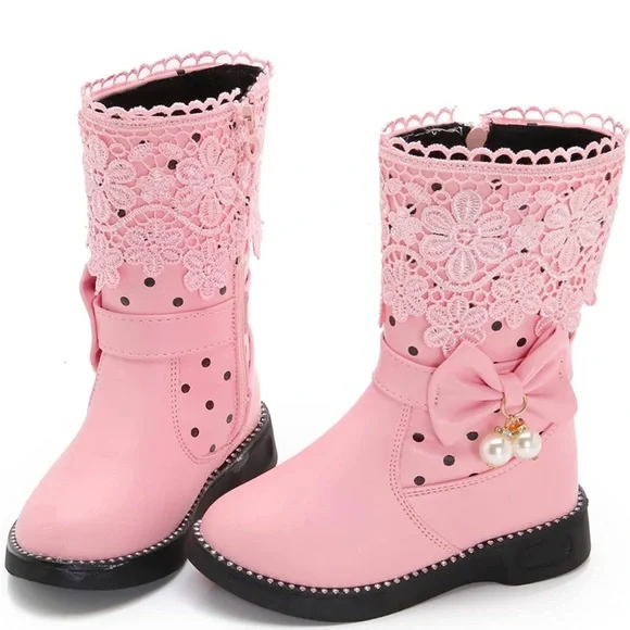 DADAWEN Girl's Waterproof Lace Bowknot Side Zipper 12.5 girl size - Picture 4 of 6